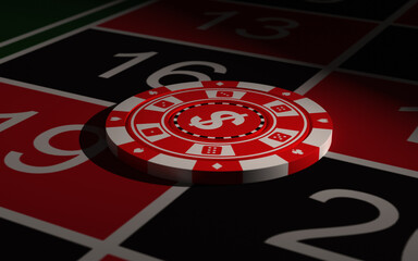 Single Gambling Chip on Table