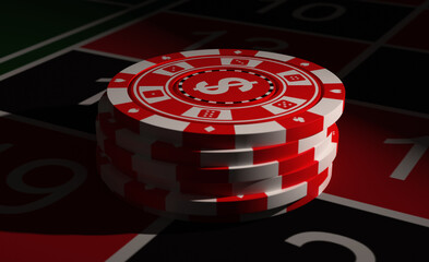 Stack of Gambling Chips on Table