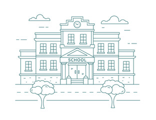 School, college building. Line icon. Vector illustration isolated on white background.