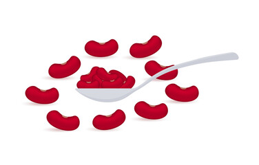 Kidney beans on white background. Vector stock illustration.