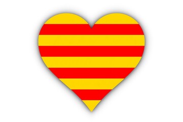 Bandera de Cataluña en corazón - obrazy, fototapety, plakaty