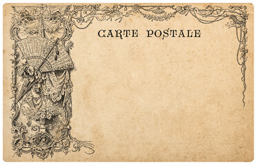 Vintage decorative postcard. Old paper background