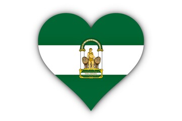 Bandera de Andalucía en corazón - obrazy, fototapety, plakaty