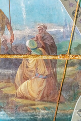 painting on the walls of an abandoned Orthodox church