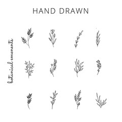 Floral Cover Highlight Icon. Black Flower logo element. Hand drawn plants. Natural Instagram Story. Simple doodle. Instagram Story Highlight Icon.