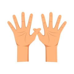 Human hands palm up isolated on white background. Various hand gesture. Vector illustration.