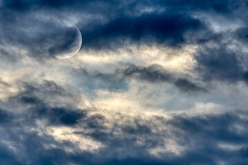 Moon Clouds Colorful Sunset Surreal Fantasy