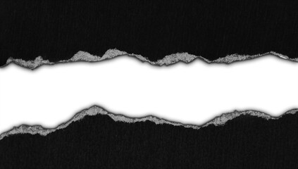 Ripped black paper on plain background, space for copy