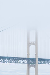 Mackinac Bridge in the fog, Michigan, USA