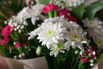 Bouquet with chrysanthemums and lilies