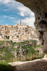 Great panoramic view of historic downtown Matera, Southern Italy