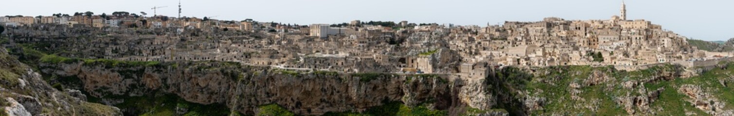 Fototapeta premium Great panoramic view of historic downtown Matera, Southern Italy