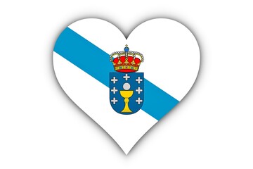 Bandera de Galicia en corazón - obrazy, fototapety, plakaty