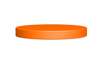 Orange cylinder podium isolated on white background. 3d illustration.