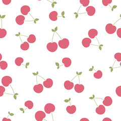 Seamless pattern with cherry. Vector illustration. It can be used for wallpapers, wrapping, cards, patterns for clothes and other.
