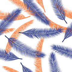 Exotic feather plumelet vector seamless pattern. Floral fabric print. Ethnic aztec feather plumelet fashion print seamless ornament.