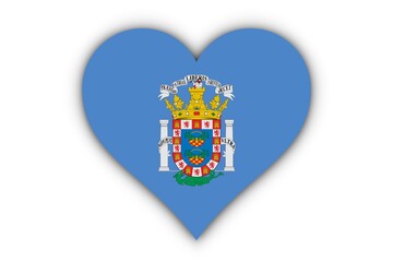 Bandera de Melilla en corazón - obrazy, fototapety, plakaty