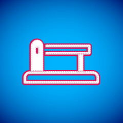White Railway barrier icon isolated on blue background. Vector