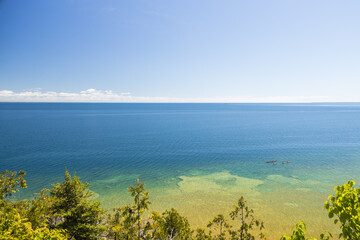 Fototapeta na wymiar Mackinac Island and Lake Huron in background, Michigan