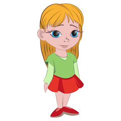Cute cartoon little girl. Vector illustration.