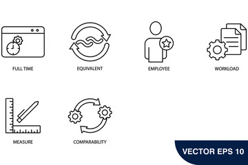 Full-time equivalent  icons set . Full-time equivalent  pack symbol vector elements for infographic web