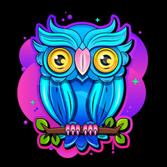 Obraz premium Owl portrait. Art detailed editable illustration. Vector vintage