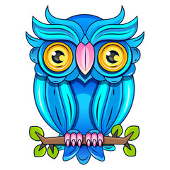 Owl portrait. Art detailed editable illustration. Vector vintage