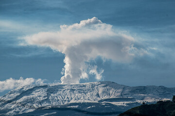 snow covered mountains