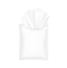 A torn sachet bag with a cosmetic mask. Vector illustration isolated on white background. Can be used for medical, cosmetic and hygiene. EPS10.