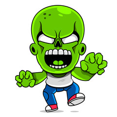 Vector illustration of halloween zombies. Green zombies. Ready for party. 31 October. Halloween