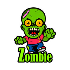 Vector illustration of halloween zombies. Green zombies. Ready for party. 31 October. Halloween