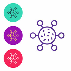 Set line Bacteria icon isolated on white background. Bacteria and germs, microorganism disease causing, cell cancer, microbe, virus, fungi. Set icons colorful. Vector