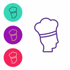 Set line Italian cook icon isolated on white background. Set icons colorful. Vector