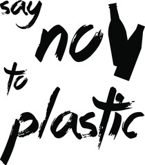 Say no to plastic. Problematic plastic pollution. Environmental poster.