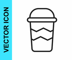 Black line Coffee cup to go icon isolated on white background. Vector