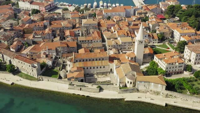 Aerial photo of Porec town, Istra, Croatia