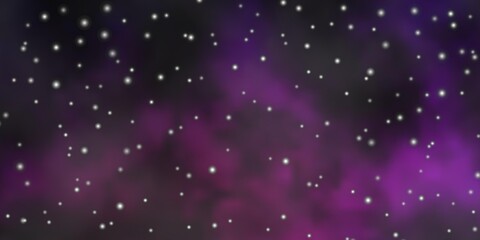 Dark Pink vector background with small and big stars.