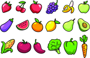 Cartoon Food Illustration Set