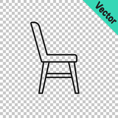 Black line Chair icon isolated on transparent background. Vector