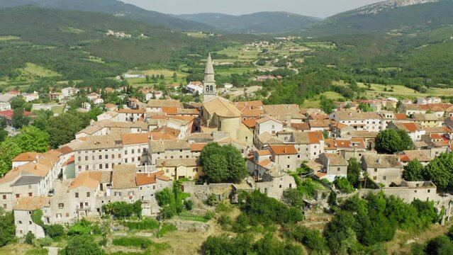 Aerial view of Buzet town in Istra, Croatia