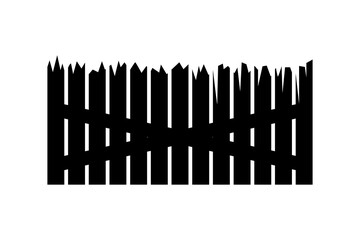 Black wood fence barrier design vector clipart