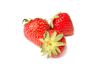 Strawberries isolated on white, top view