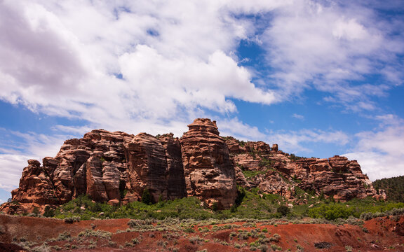 Textured Rock Formations Along Kolob Terrace Road - Zion National Park, Utah