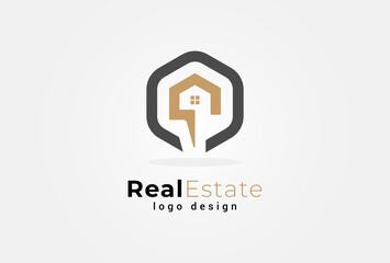 Real Estate Logo, home and chat bubble combination, suitable for Architecture Building apps logo design