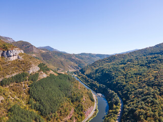 Fototapeta na wymiar Aerial view of Iskar river Gorge near Lakatnik, Bulgaria
