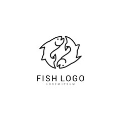 fish logo line art minimalist symbol icon logo vector illustration design premium vector