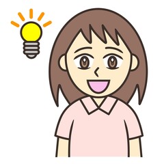 A young woman with a shining light bulb