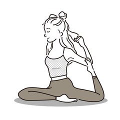 ヨガのイラスト（マーメイドポーズ）
