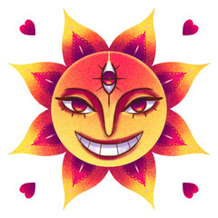 digital drawing astrological sun evil or insidious three eyes mysticism and magic divination tarot cards