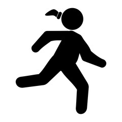 Simple Vector obesity Fat Stickman Stick woman run or jogging, Sport Cardio Isolated on white